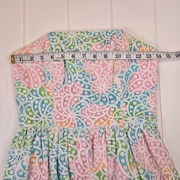 Lilly Pulitzer Lottie Salisbury Lace Rainbow Dress‎ Women's SIZE 0 Strapless - Picture 7 of 9